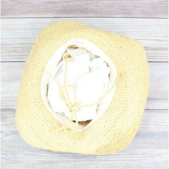 The SCALA Collection Natural Raffia Straw Drawstring Roll Brim Sun Hat Size OS - Picture 8 of 11